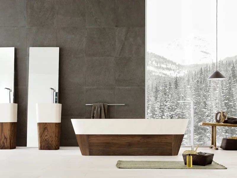 Bagni in pietra e legno 