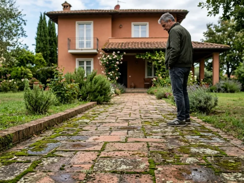 Presenza di muschio sui camminamenti in giardino