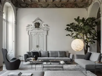 Zona living con divano Sakè di B&B Italia