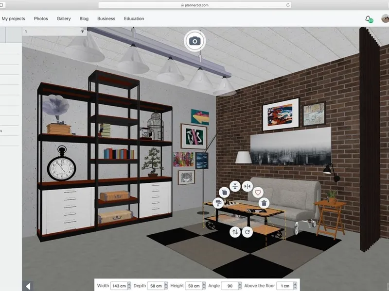 Planner 5D consente di scegliere fra la modalità 2D e 3D