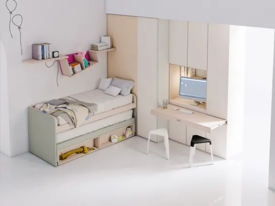 Cartesio di Dielle è il nuovo sistema letto attrezzato, versatile, trasformabile e mutifunzione